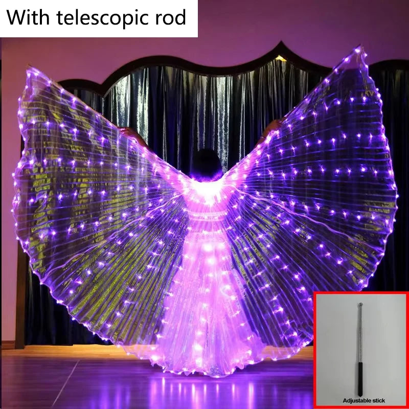LED Luminous Butterfly Wing Belly Dancing Performance Costumes Stage Show Christmas Party Lighting Cloak Luminous Butterfly Wing