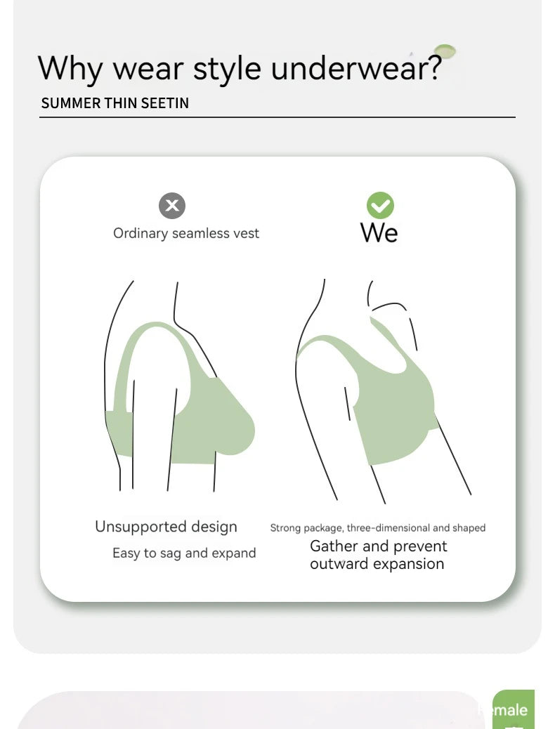 New Pregnant Women's Front Open Button Breastfeeding Bra Women's Large Steel Ring Free Bra Traceless Thin Comfortable Bra