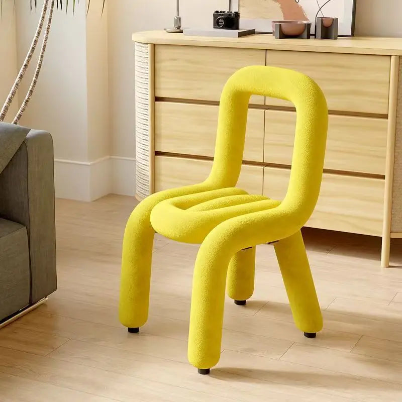 Nordic Style Creative Curved Chair, Plush Upholstered Kids/Accent Living Room Furniture