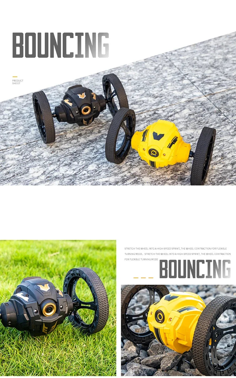RC Stunt Car With Wifi Hd Camera Bounce Car Flexible Wheels Rotation Led Light Remote Control Jumping Vehicle Toy Gift Q207