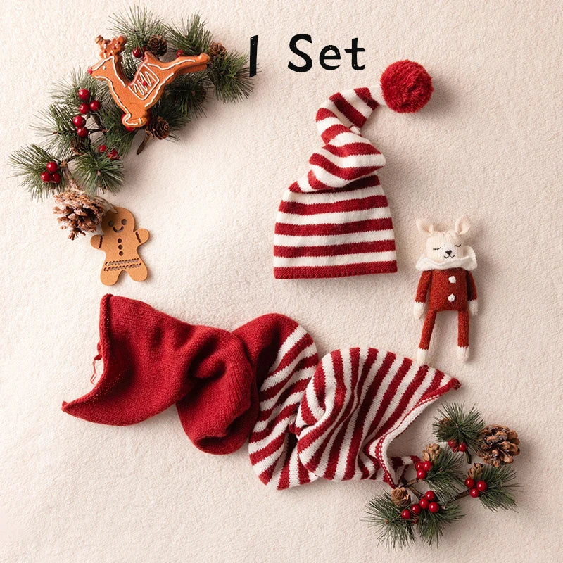 Newborn Photography Props Christmas Themed Pine Needle Gingerbread Man Decoration For Boys Girls Photo 2 Color Wrap Accessories