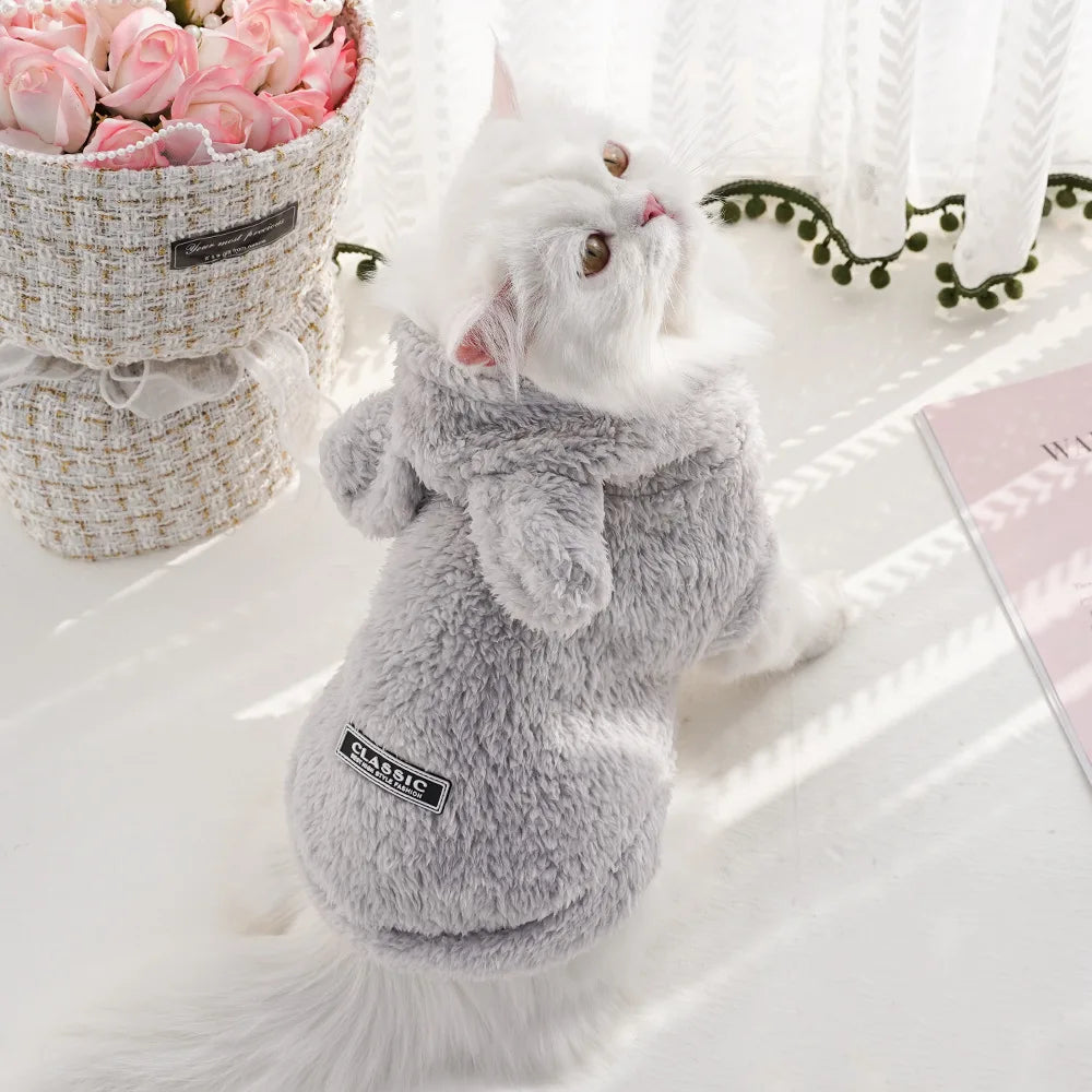 Pet Dog Soft Fleece Clothes Cute Hoodie Coat for Small Medium Dogs Cats Autumn Winter Puppy Hooded Jacket Sweater Pug Apparel