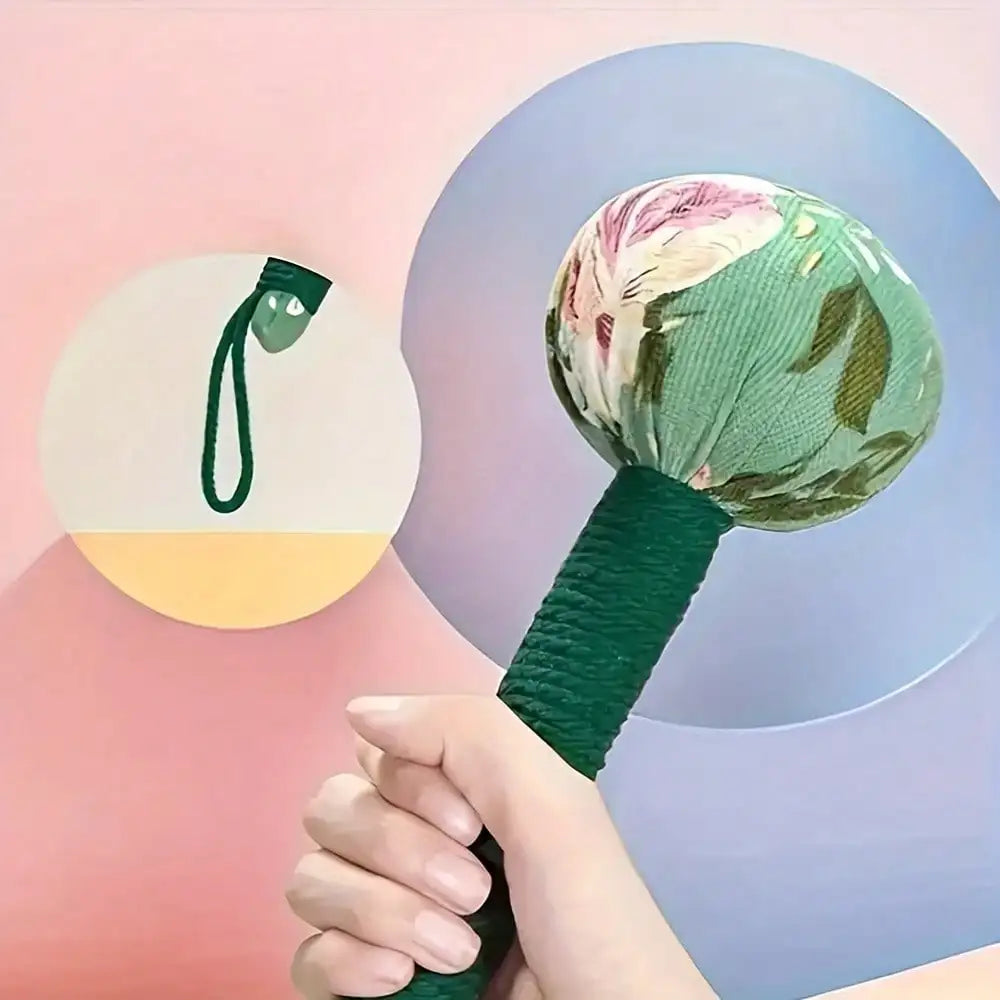 Long-Handled Wormwood Massage Hammer for Lymphatic Drainage - Manual Full Body & Back Relief, Stress Reduction, Nylon Material