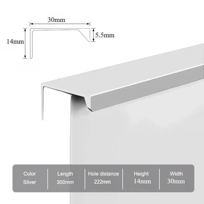 Hidden Furniture Handles Matte Black Gold Silver Kitchen Cabinet Pull Wardrobe Pull Not punched Handles for Cabinets and Drawers