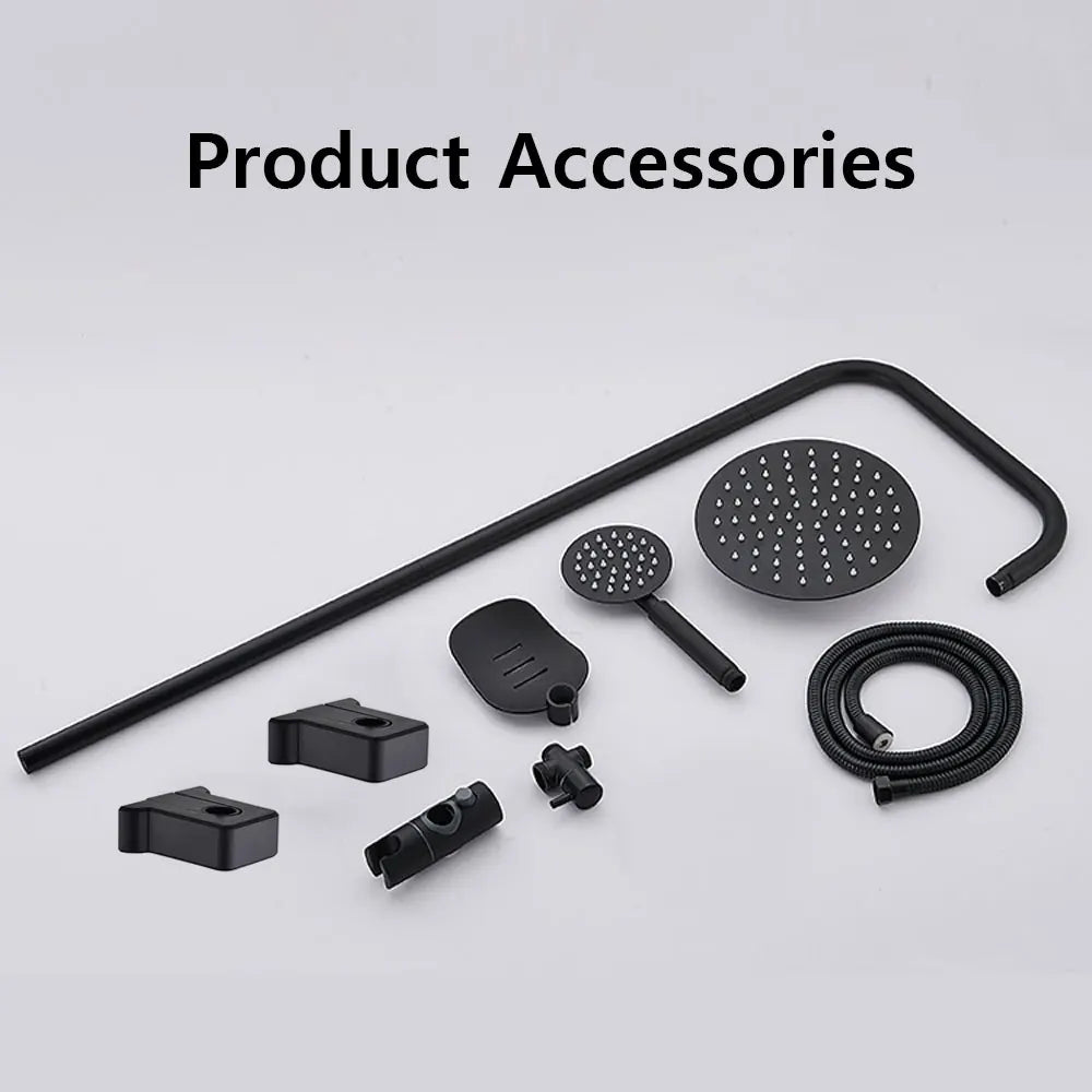 Black/Chrome Bathtub Split Rain Shower Set with Handheld Bathroom Rainfall Shower System Faucet Accessories Adapter Mixer Taps