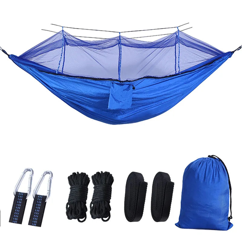 Lightweight Portable Outdoor Camping Hammock with Mosquito Net High Strength Parachute Fabric Hanging Bed Hunting Sleeping Swing