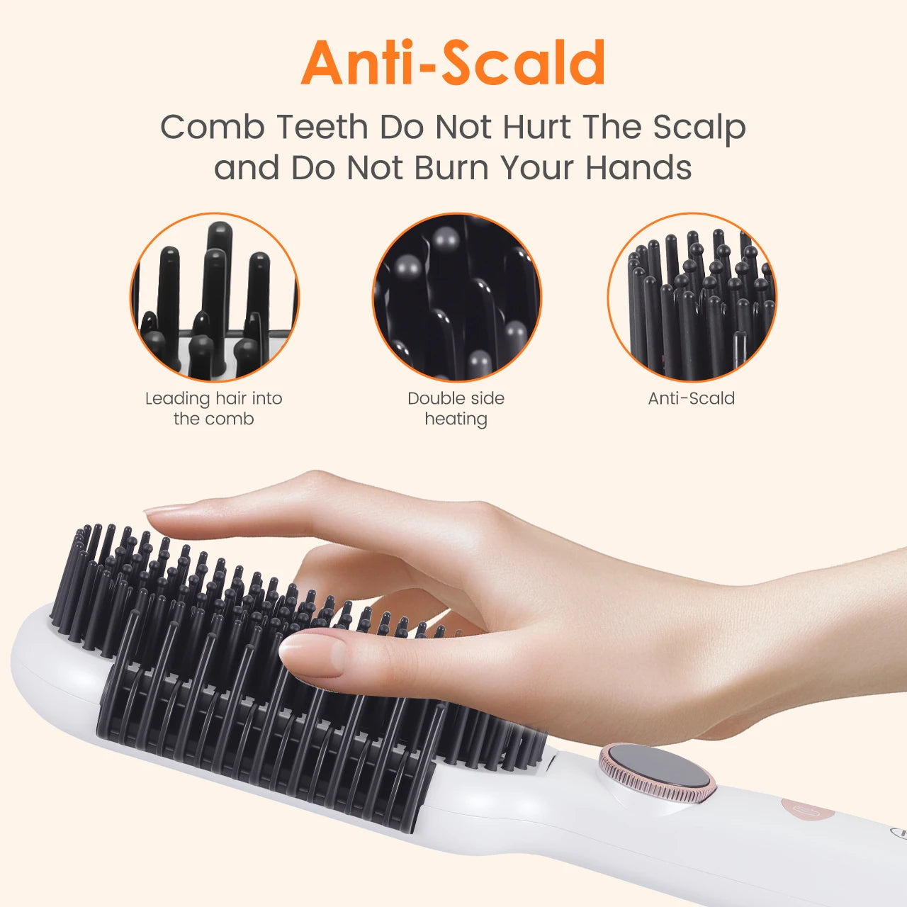 Hatteker Multi-Setting Hair Styling Comb Adjustable Temperature Volumizing Straightening/Curling Brush Hair Straightener Comb