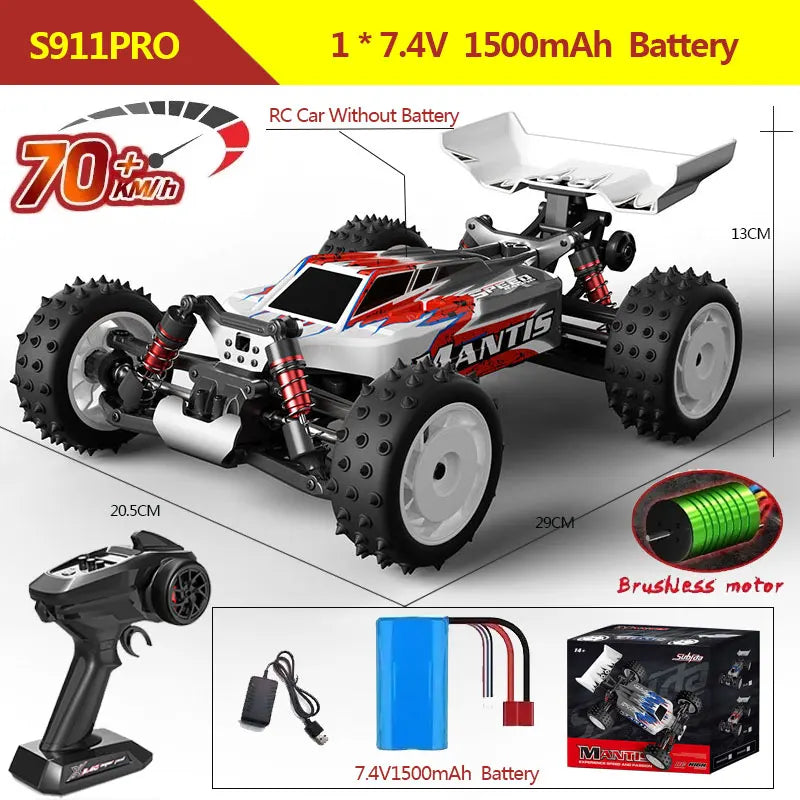 S911PRO 1:16 4WD RC Car 70KM/H or 50KM/H Remote Control Cars High Speed Drift Brushless Monster Truck For Kids VS Wltoys 144001