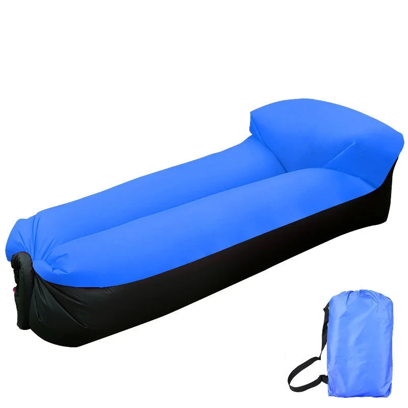 Outdoor Lazy Non Inflatable Sofa Folding Portable Air Cushion Bed Picnic Camping Yellow White Air Bed