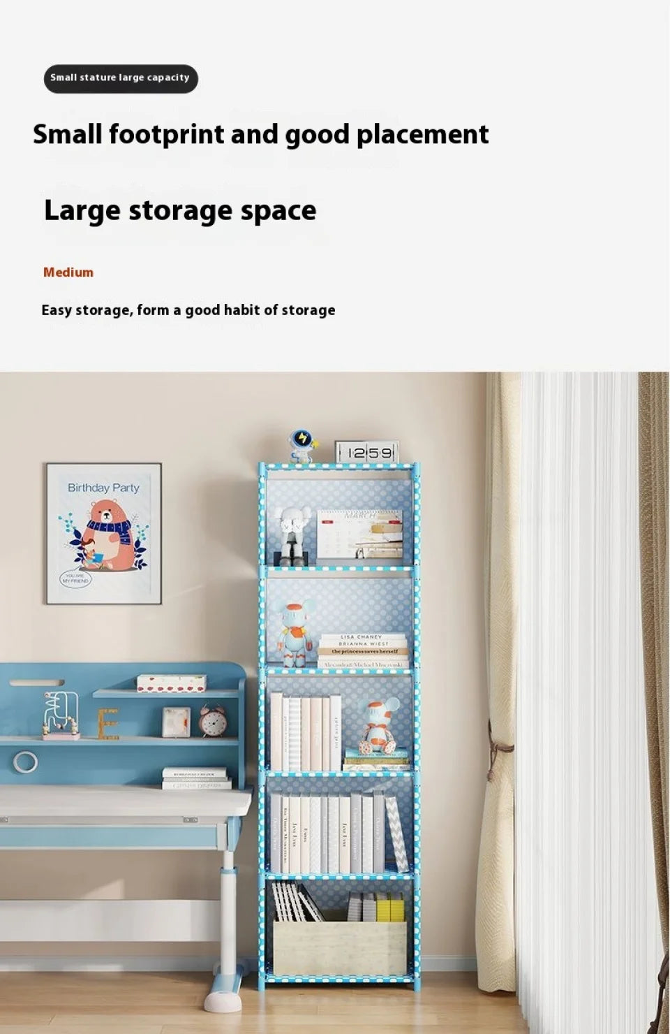 Bookshelf Simple Storage Locker Living Room Cabinets Easy Assembly Bookcase Multi-layer Metal Storage Rack 수납가구 이동식 수납장