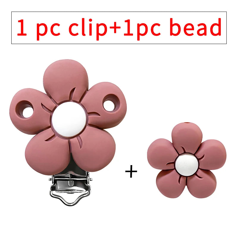 1/3/10pcs Silicone Flower Pacifier Clips Food Grade Teethers For Baby DIY Baby Soother Nursing Pacifier Chain Accessories