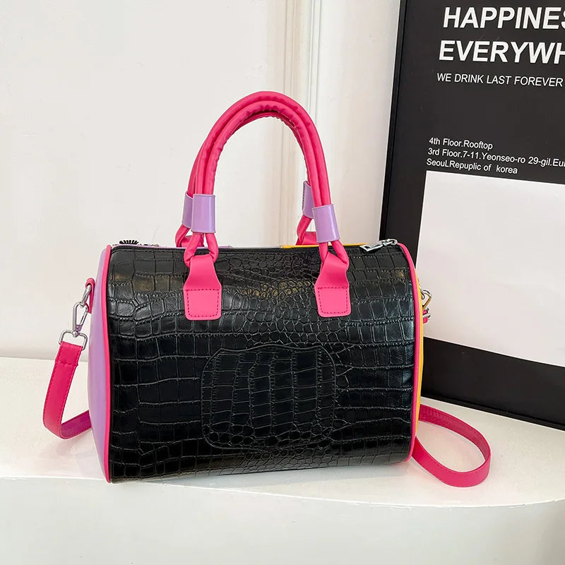 Fashion Women PU Leather Handbags Shoulder Bag Large Capacity Ladies Zipper Messenger Bags for Women Casual Boston Crossbody Bag