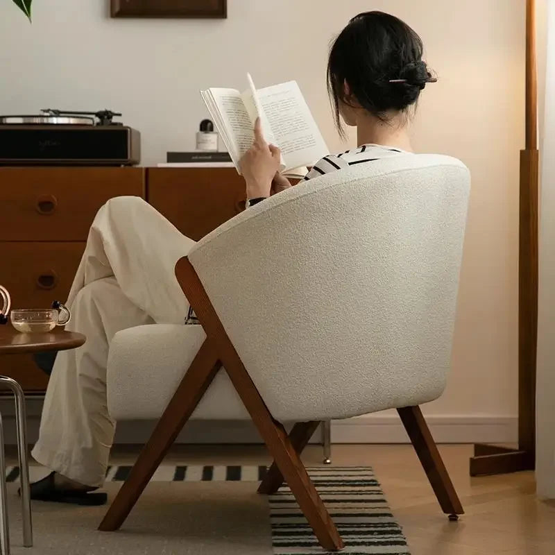 Hot Furniture Nordic, Solid Wood, Stool, Balcony, Sofa Chair, Single Leisure Chair, Hotel, Living Room, Lazy, Bedroom, Makeu