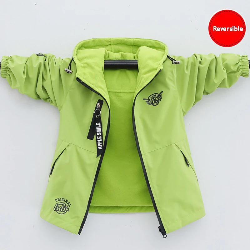 Autumn Children's Clothes Double-sided Wear Jacket Fleece Coat Boy Waterproof Windproof Children Outerwear Sport Jacket For Boys