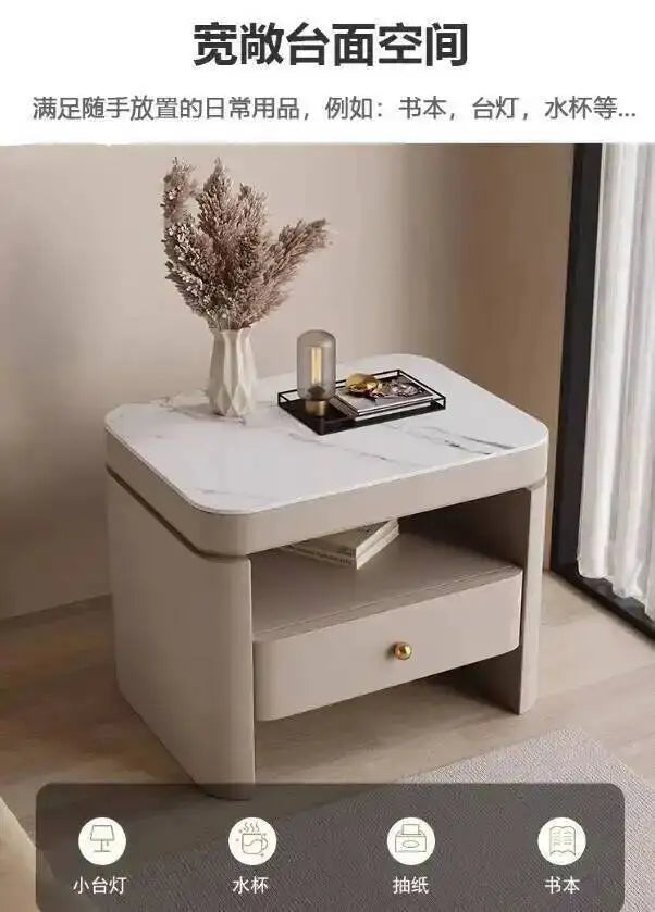 Aesthetic Luxury Bedside Table Unique Trendy Design Storage Nightstands With Drawers Mesita De Noche Bedroom Furniture