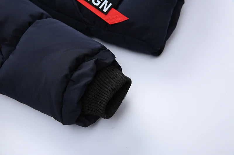 2-8 Years Winter Boys Jacket Thick Keep Warm Lining Plush Detachable Hat Hooded Fur Collar Coat For Kids Children Outerwear