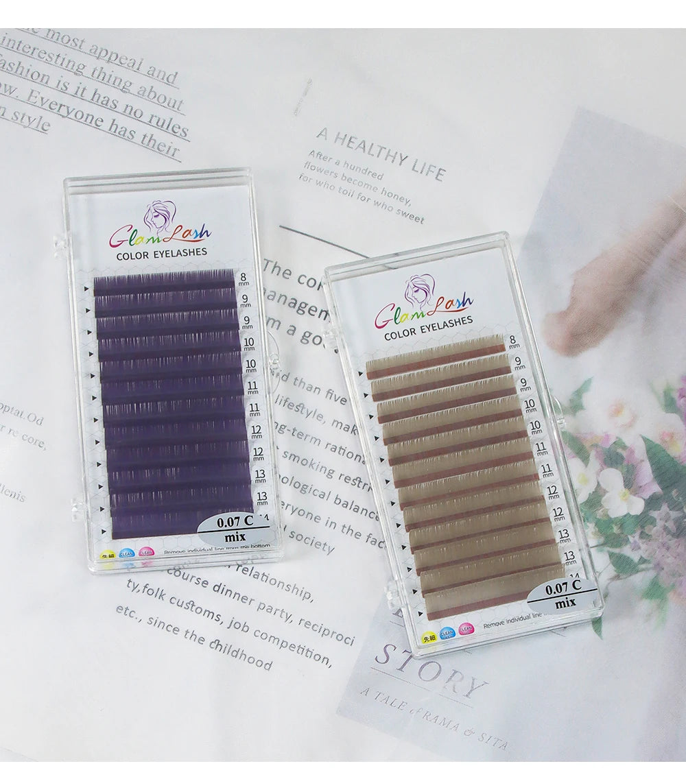 GLAMLASH Colored Lashes Literary Morandi Grey Individual Natural False Colorful Eyelash Extension