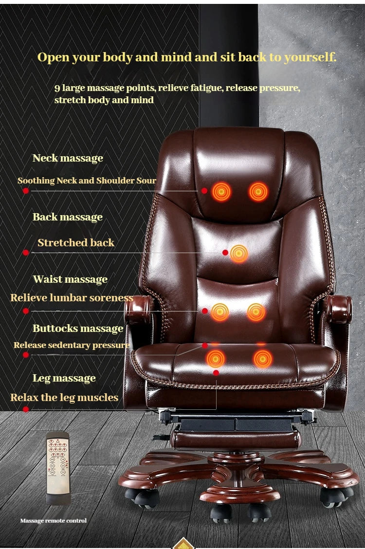 Leather Wheel Office Chair Support Design Relax Modern Massage Chair Chaise Mobile Comfy Luxury Silla Oficina Office Furniture