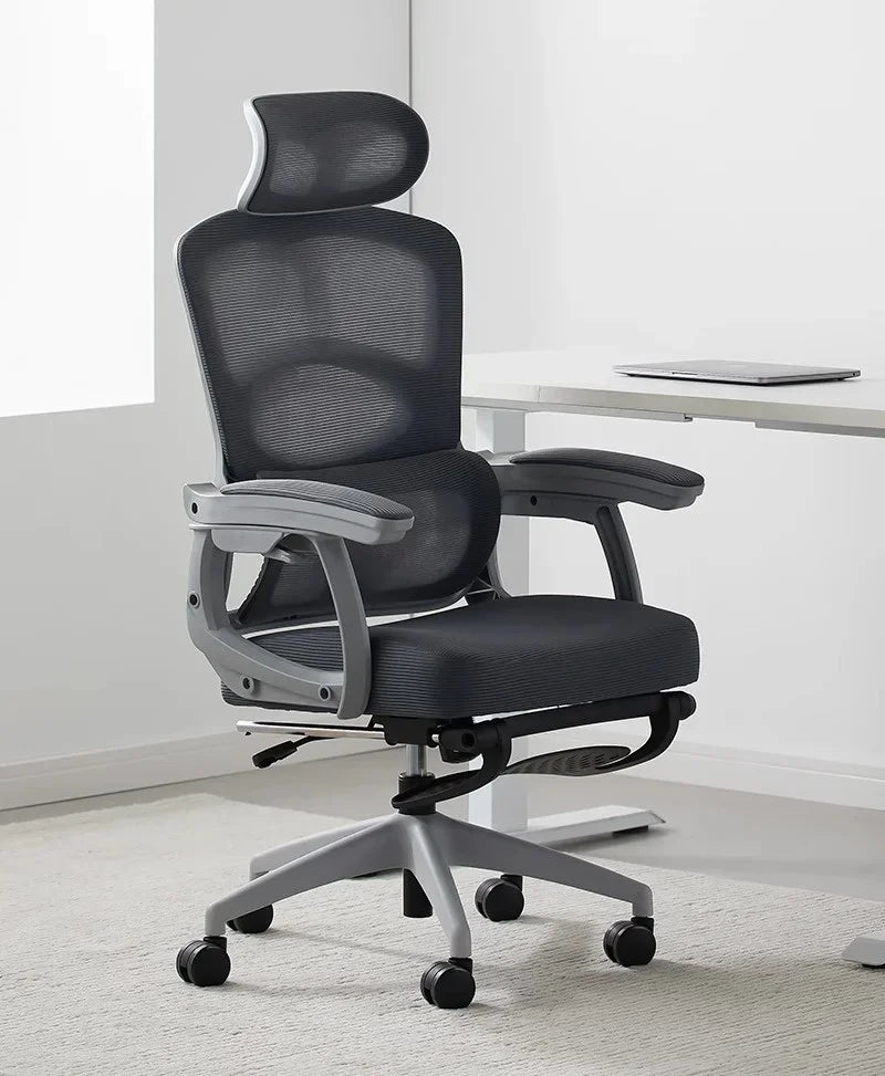Ergonomic Office Chair Liftable Mesh Computer Chair with 4D Lumbar Support Home Office Swivel Chair with Latex Seat Cushion