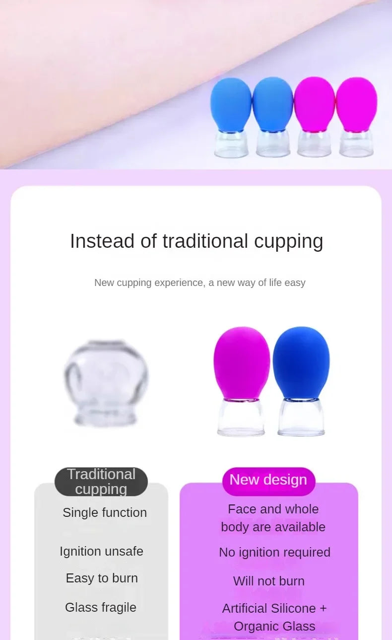 Silicone Cupping Massage Cup For Body Face Neck Eye Massager Vacuum Tank Body Facial Care, Anti-aging Beauty Tool