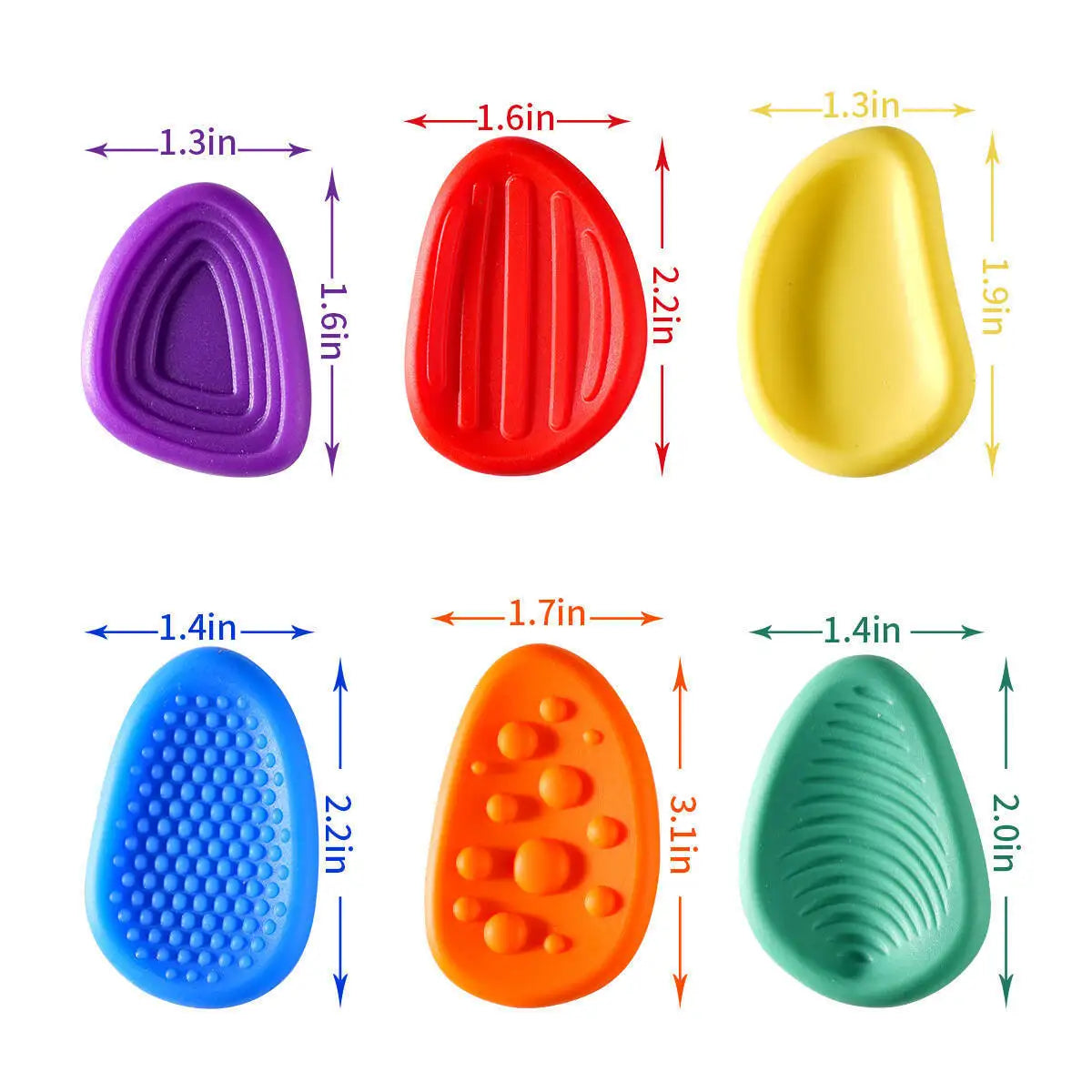 6PCS Fidget Toys Sensory Stone Set Soft Textured Worry Stones for Autism Calming Silicone Sensory Autism Toys for Anxiety Relief