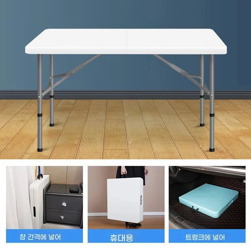 New Outdoor Folding Table Height Adjustable Portable Camping Desk Garden Waterproof High-quality Dining Long Table White Chair