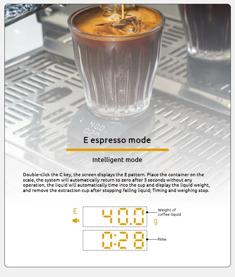 Mini Coffee Scale Electronic Italian Coffee Bean Scale Palm Size Timing Weighing Scale Home Kitchen Tool Coffee Bar Accessories