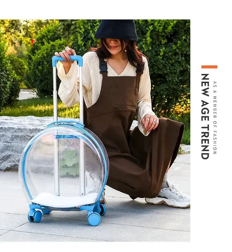 Puppy Move Trolley Cat Carriers Transparent Pet Backpack Animal Transportation and Goods for Travel Pet Supplies with Wheels