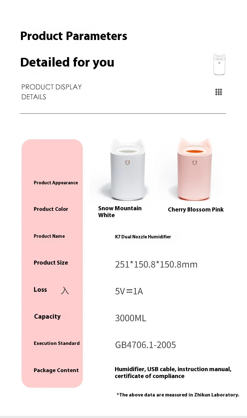 3000Ml Dual Jet Air Humidifier Large Capacity Atomizer Ultrasonic Aroma Diffuser Cool Mist Maker Air Humificador Purifier