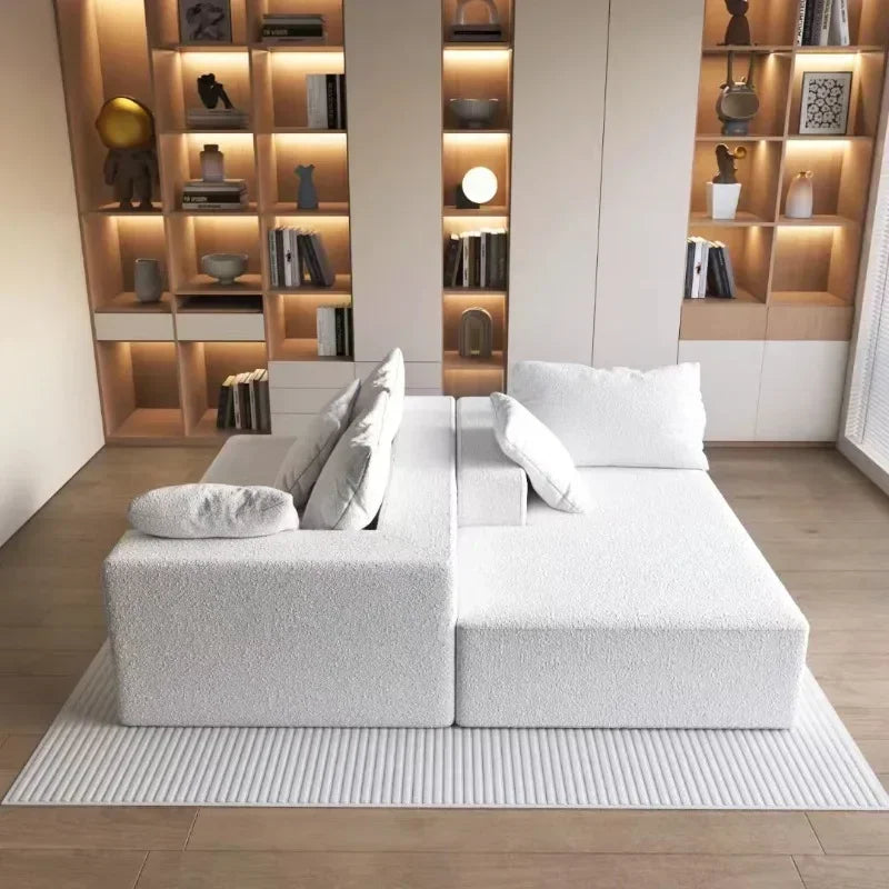 Vacuum Compression Sofa, Nordic Splicing Combination Sofa Bed, Beige/beige Cashmere and Rabbit Fur Are Optional, Customizable