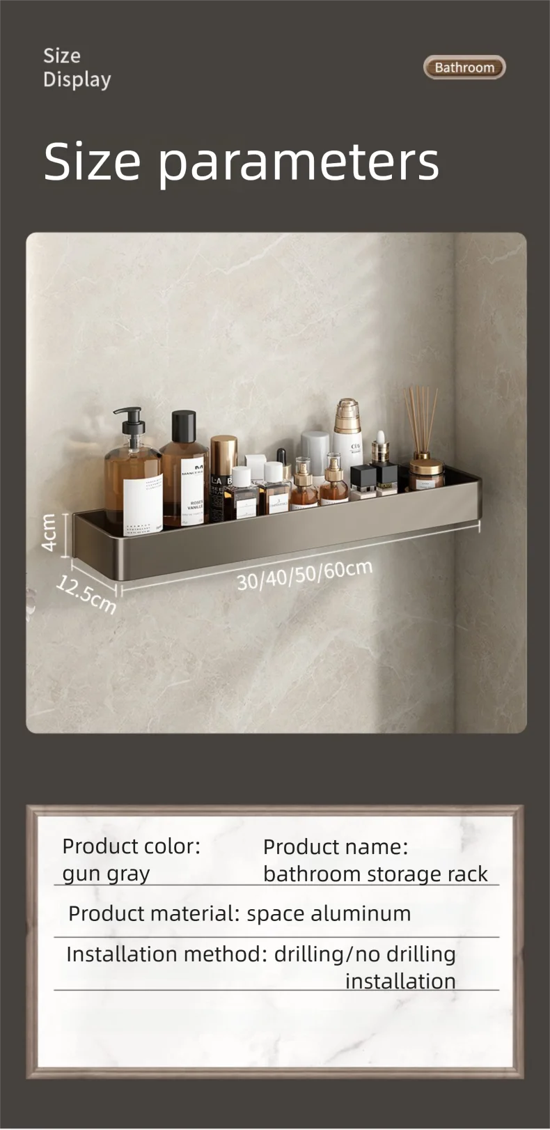 Bathroom Shower Shelf Shower Caddy Wall Floating Shelf Bathroom Toilet Shelf Kitchen Cabinet Storage Shelves Rack Organizers