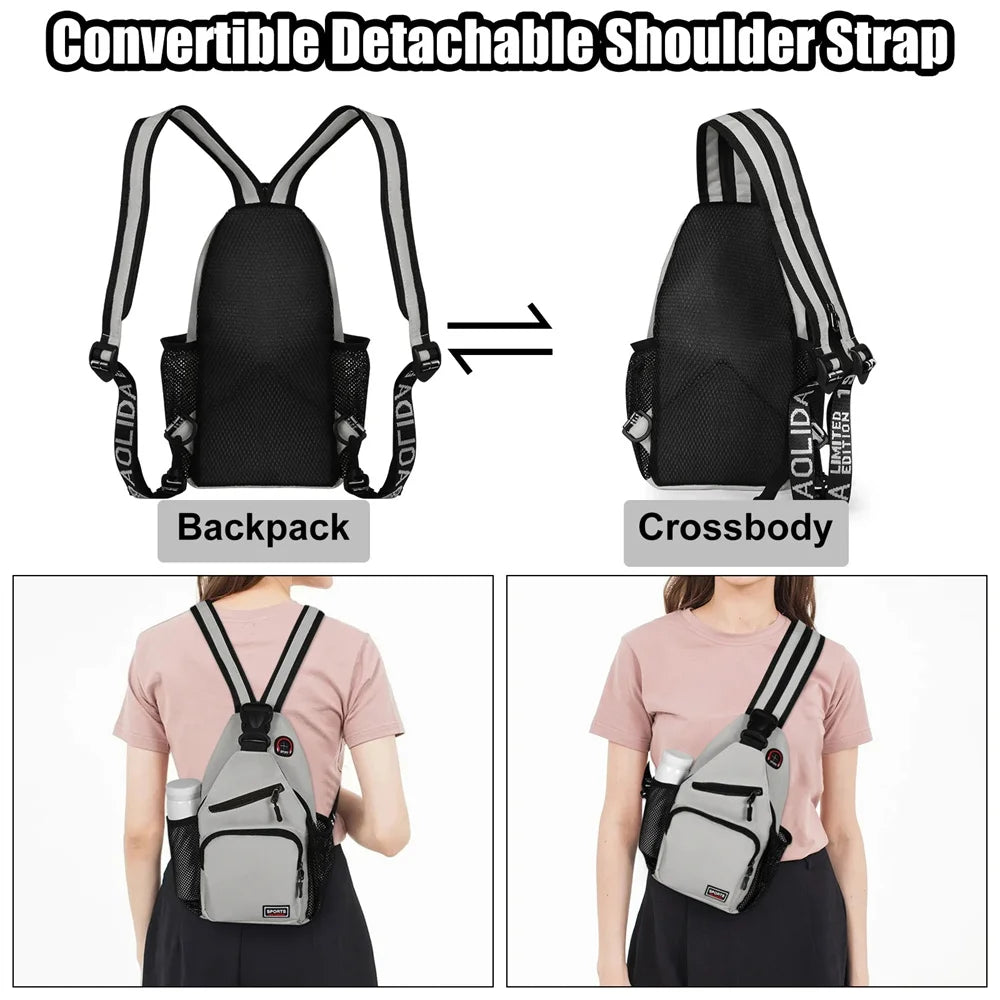 Women Chest Bags Adjustable Backpack and Single Shoulder Bag With Earphone Hole Girl Small Sports Travel Messenger Oxford Bag