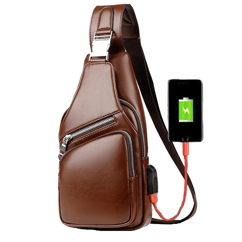 Bullcaptain Bag Genuine Leather Chest Bag Men's Fashion Style Casual Crossbody Bag Business Large Capacity Leather Men's Luggage