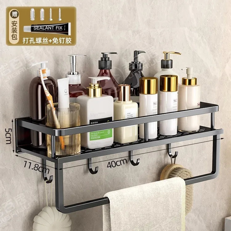 Wall-Mounted Storage Rack No-Drill Bathroom Vanity Shelf for Washroom Balcony Toilet - Organizer Shelf for Kitchen Bathroom