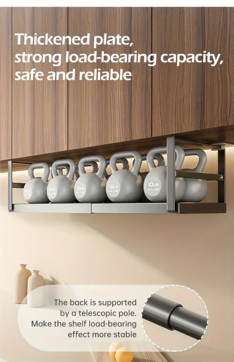 Stainless Steel Shelves Adjustable Spice Stand Storage Room Kitchen Metal Expansion Cabinet Kitchen Hanging Seasoning Rack