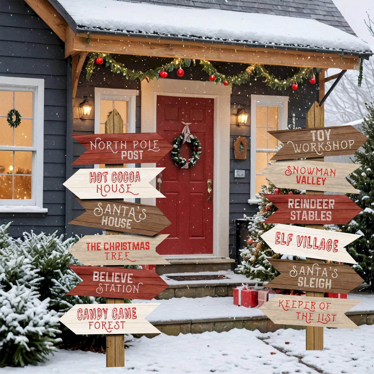 12PCS Arctic Christmas Festival Paper Signage Xmas decor 2025 Xmas Santa Claus workshop sign Navidad Natal New Year Gift 2026