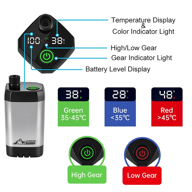Portable Camping Shower Equipment 6000mAh Rechargeable LED Display Screen Outdoor Simple Electric Mobile Shower Set