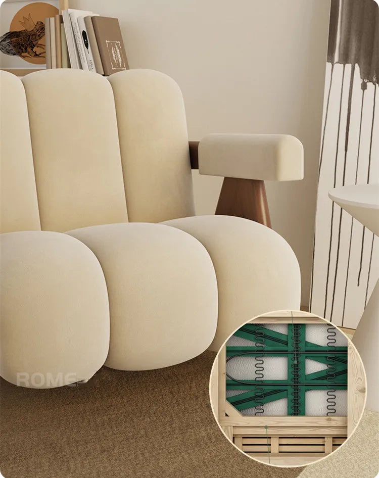 Home Balcony Nordic Wood Living Room Chairs Modern Living Room Sofas Single Leisure Back Armchair Fabric Sofa Chair Furniture