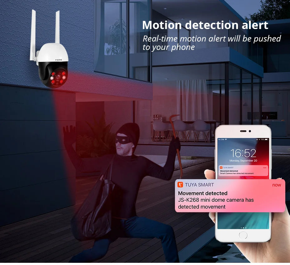 Fuers 8MP 4K IP Camera Tuya Smart Outdoor Home Security Auto Tracking AI Human Detection Camera WIFI CCTV Surveillance Camera