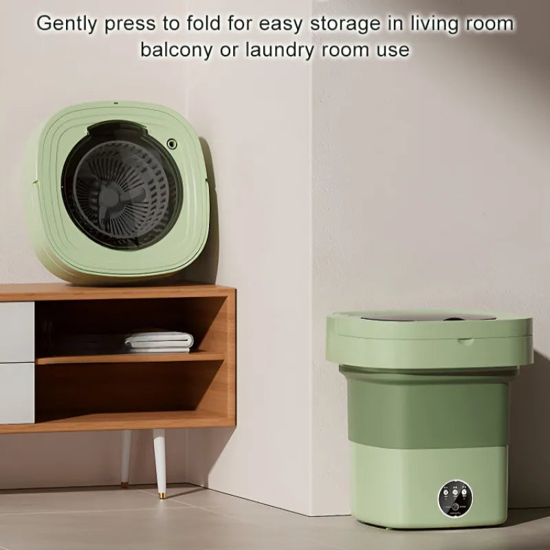 Folding Portable Washing Machine 8.5L Large Capacity Clothes Spin Dryer Bucket Travel Underwear Socks Ultrasonic Mini Washer