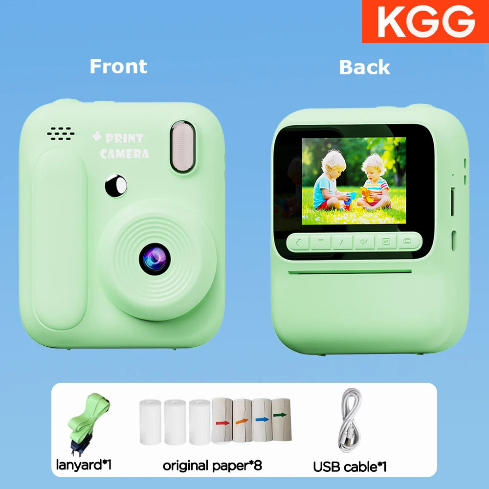 Color Printing Camera  Kids Instant Camera 32GB 1080P Thermal Print Digital Camera Print Photo Video Games Music Children Gift