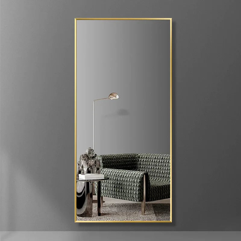 Full body floor full-length mirror clear narrow frame wall hanging fitting mirror living room bedroom clothing store household