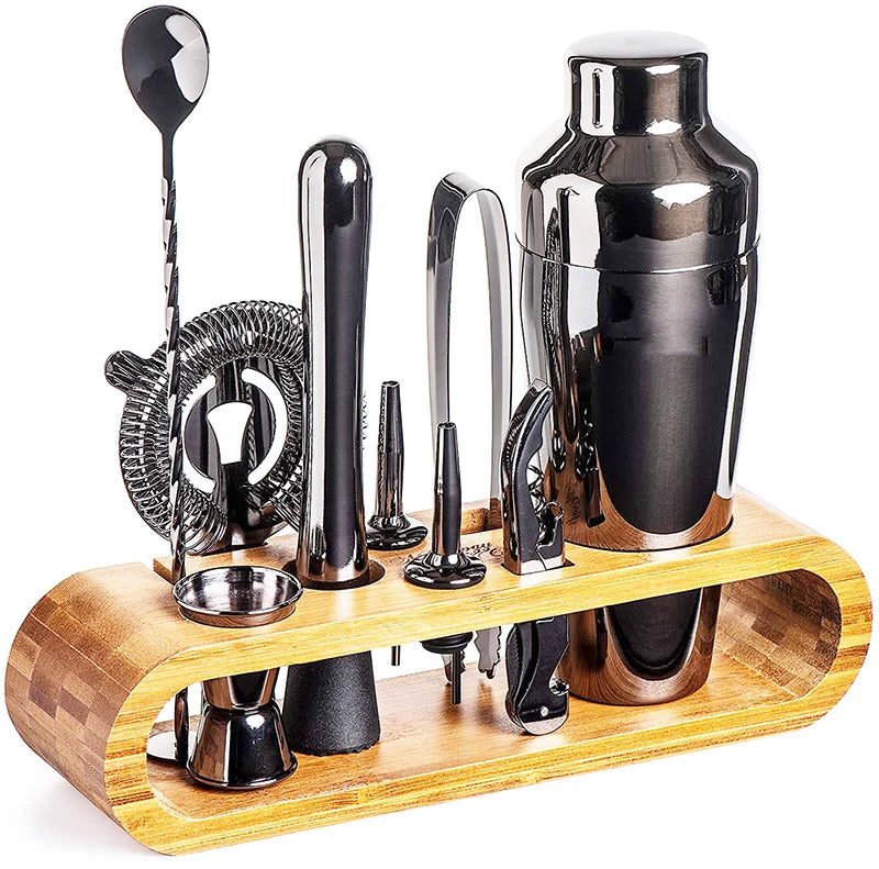 Cocktail Bar set Mixology Bartender Kit: 10-Piece Bar Tool Set with Stylish Bamboo Stand