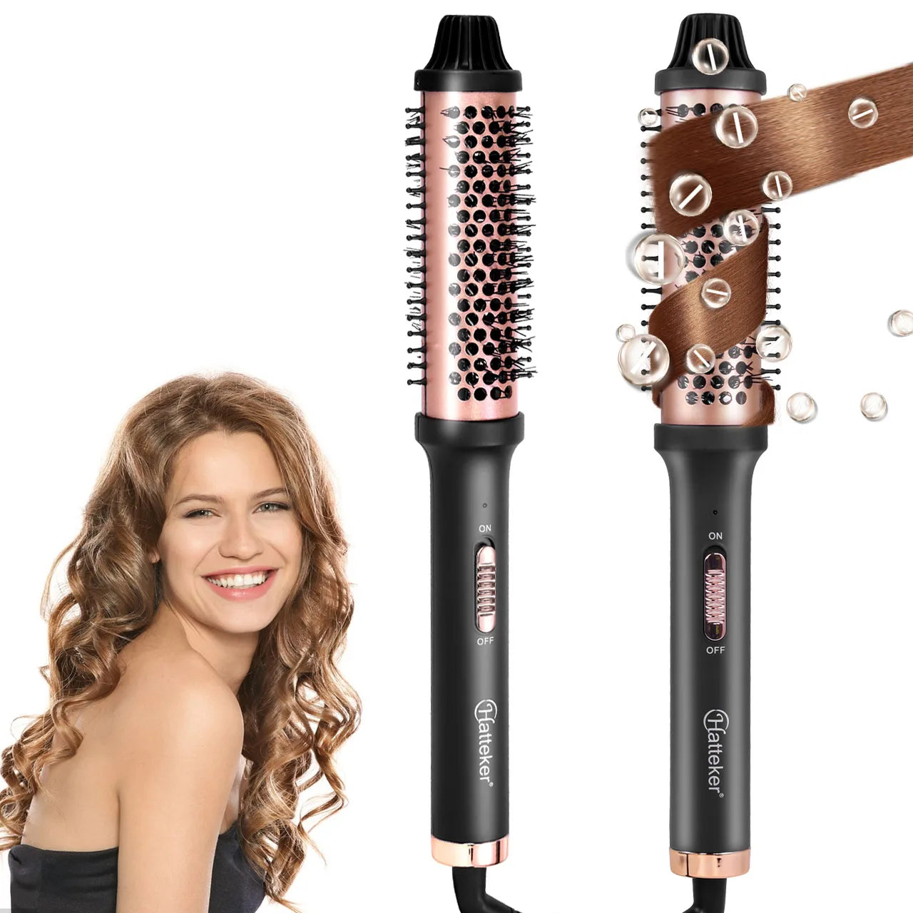 Hatteker Home Use Electric Curling Comb Long Short Hair Styling Brush Heat Resistant Hairdressing Tool Inner Buckle Curl