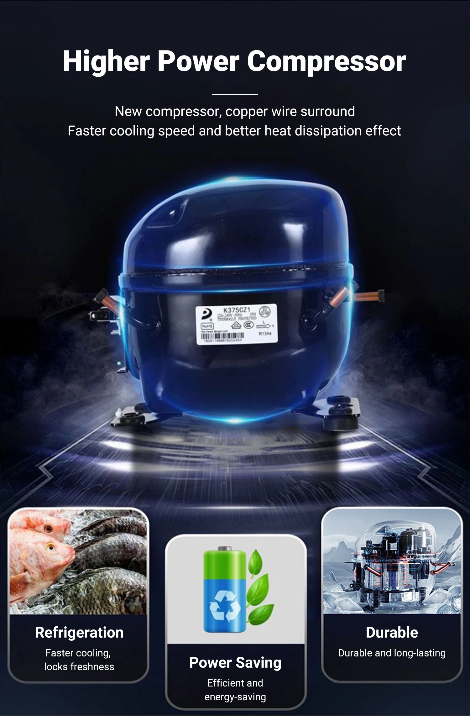 4-Door Commercial Freezer Refrigerator - Large Vertical Air Cooling Frozen Food Storage for Kitchen Restaurant