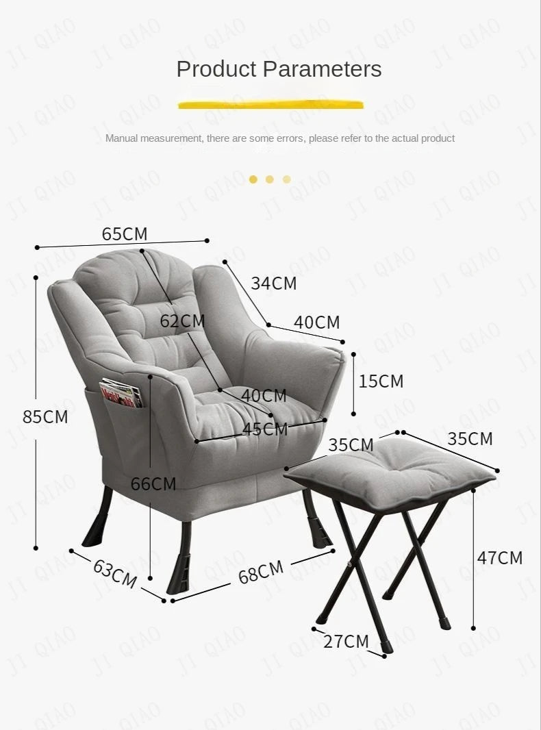 New Living Room Chairs Lazy Leisure Home Light Back chair sofa chair Bedroom Home comfortable Sofa Chair Armchair with Footrest