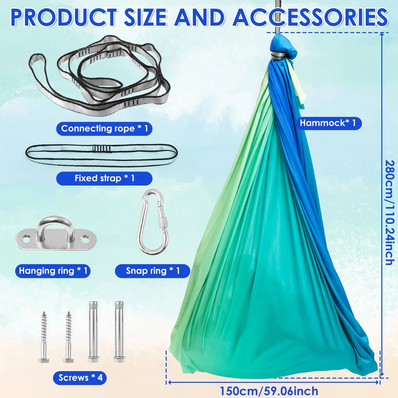 Sensory Swing Comfortable Kids Sensory Hammock Holds up to 200 lbs Indoor Cuddle Swing with 360° Swivel Hardware for Children