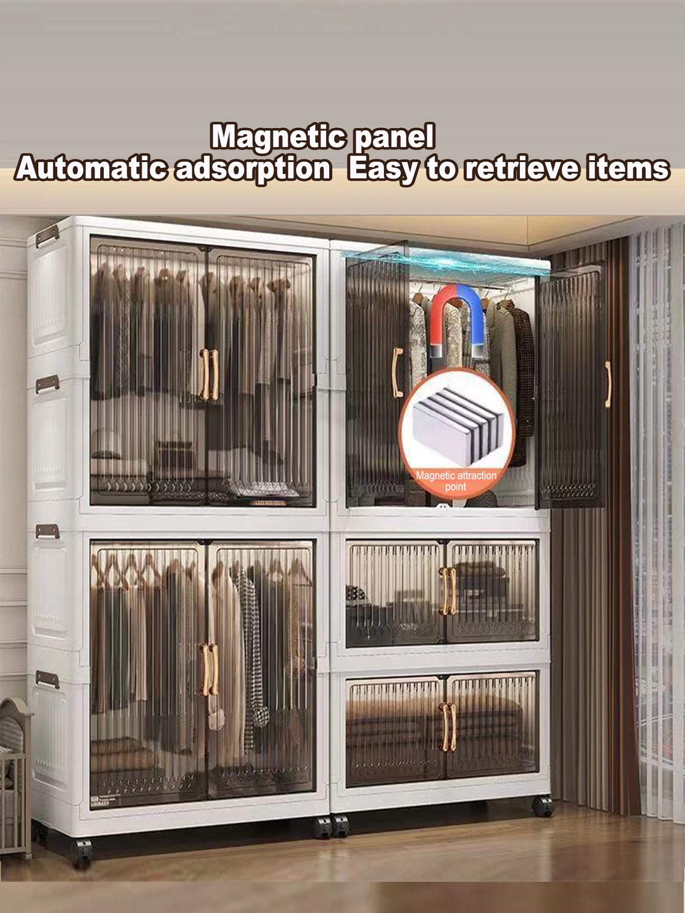 Multifunction Folding Storage Cabinet Dustproof Wardrobe Sundries Cabinet Closet Organizer Locker Storage Box