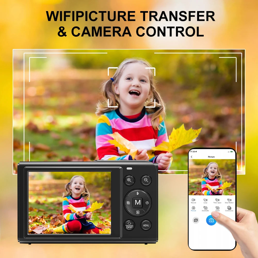 Ourlife Digital Camera CCD Dual Screen Portable Digital Camera 18X Zoom 5K Vintage Vlog Video Recorder 80MP CCD Selfie Camera