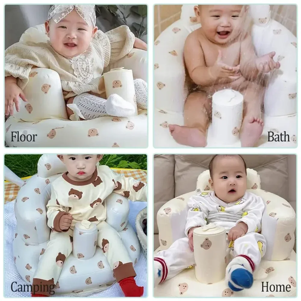 OTAUTAU Children Inflatable Sofa Chair Portable Inflatable Sofa Pool Float Baby Seat Back Support Anti-Fall Baby Bath Stool